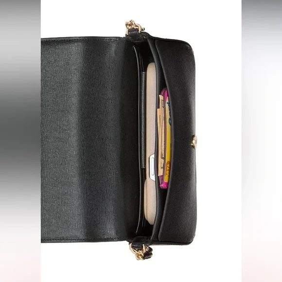 Kate Spade nwt black Devin Saffiano Fold Flap Crossbody Bag - Picture 6 of 6